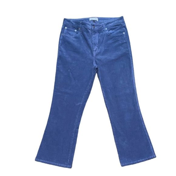 Popsugar Stone Wash Blue High-Waisted Kick Flare Flared Corduroy Pants Size 12 - Picture 8 of 14